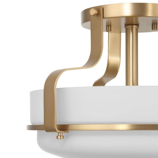Hello Honey® Chatsworth White & Gold Etched Opal Glass & Metal Semi-Flush Mount Ceiling Light